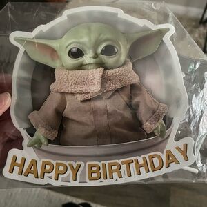 Happy Birthday Baby Yoda cake and cupcake toppers